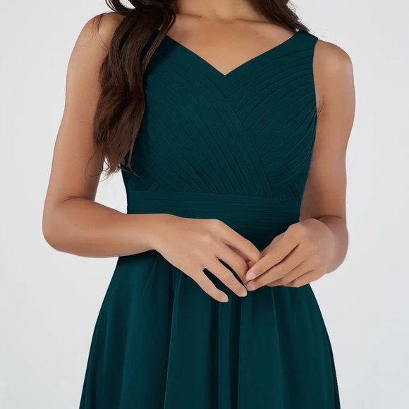 Azazie Grace Bridesmaids Dress - Pine - Picture 4 of 4